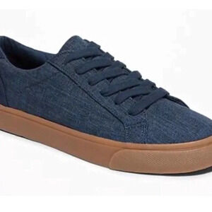 Kids Old Navy Canvas Sneakers Navy Laces Tan Sole Size 2